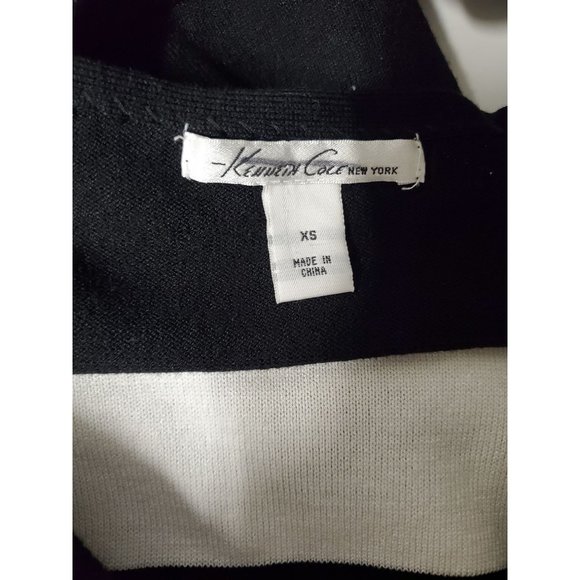 Kenneth Cole New York Side Partial Wrap Black/White Striped Top Sweater XS - Picture 5 of 7